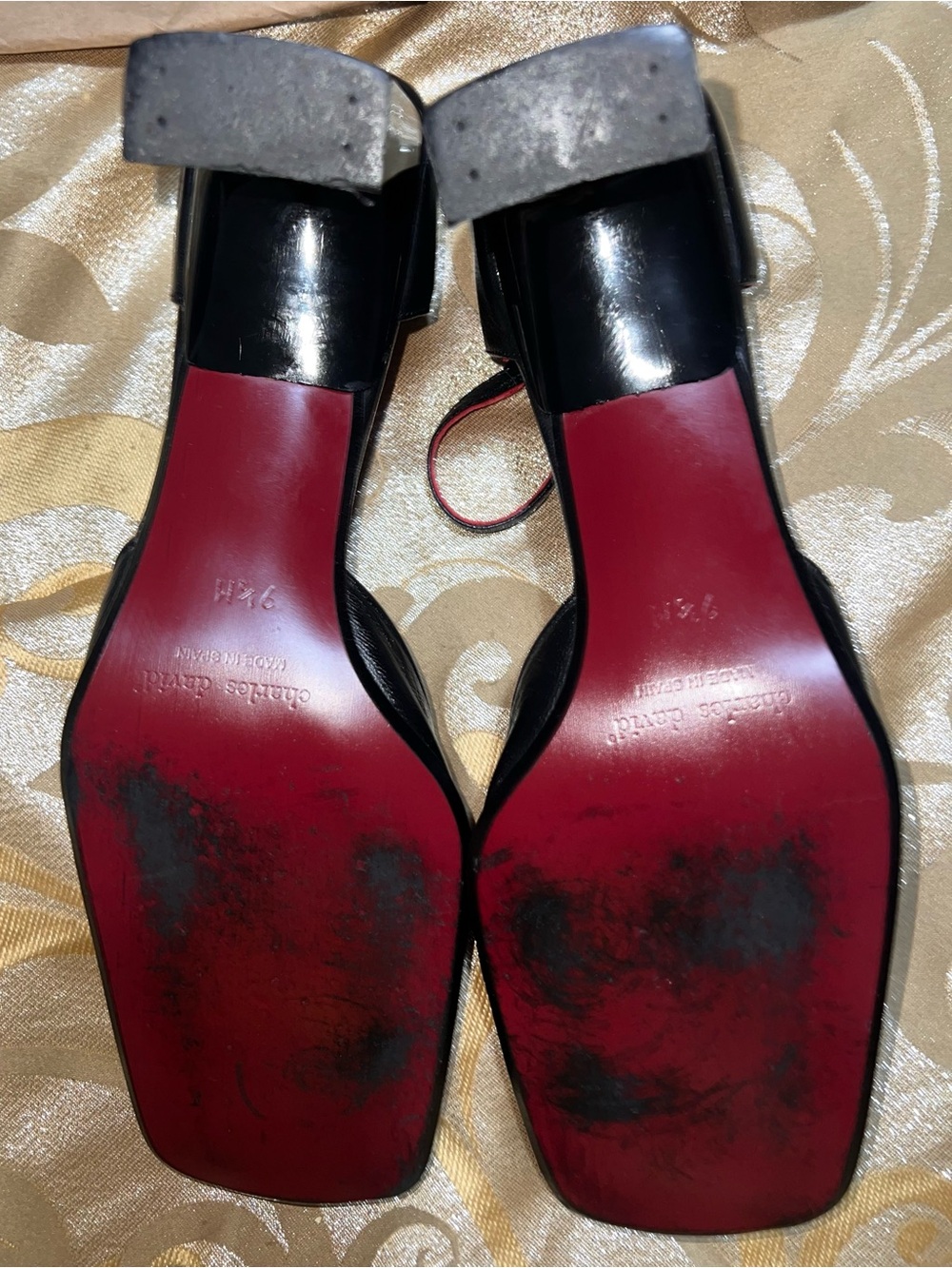 Charles David Vintage 90’s Black Leather Square Toe Mary Jane Heels - Picture 3 of 8